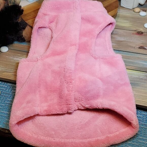 Dog Shirt Jacket Sz Large Pink Velour Plush Silver Sequin Peace Sign, Never Worn - Picture 5 of 6
